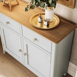 2 Door 2 Drawer Solid Oak Sideboard Ready Assembled Linen - Taberno -Diy Shop 2 door 2 drawer solid oak sideboard ready assembled linen taberno5056413115430 03c MP