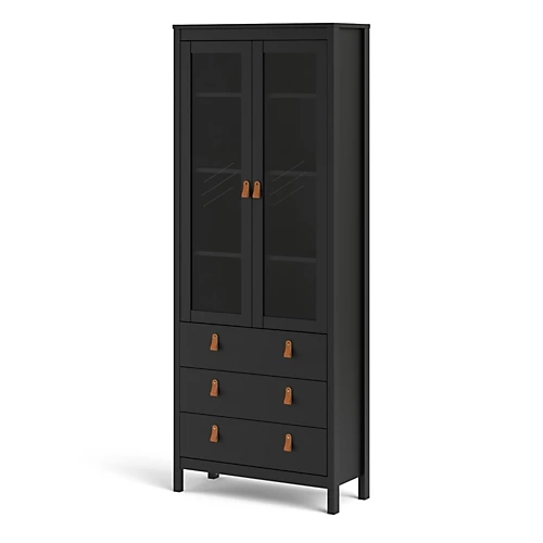 Barcelona China Cabinet 2 Doors W/glass + 3 Drawers In Matt Black 5 Barcelona China Cabinet 2 Doors W/glass + 3 Drawers In Matt Black - Image 3