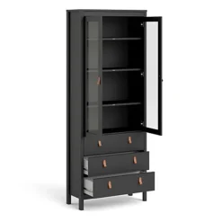 Barcelona China Cabinet 2 Doors W/glass + 3 Drawers In Matt Black 9 Barcelona China Cabinet 2 Doors W/glass + 3 Drawers In Matt Black -Diy Shop barcelona china cabinet 2 doors w glass 3 drawers in matt black5060653082179 04c MP