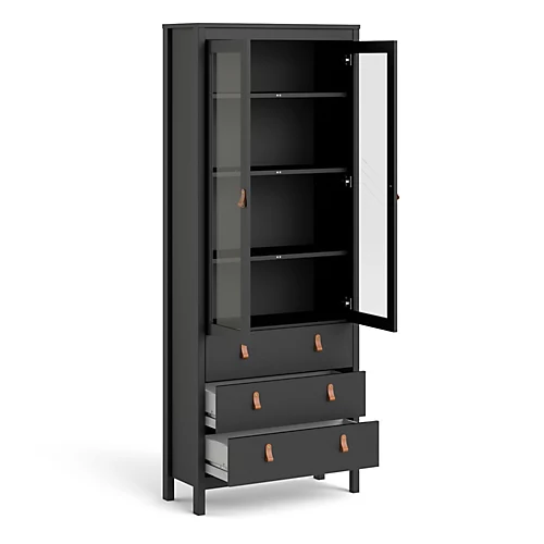 Barcelona China Cabinet 2 Doors W/glass + 3 Drawers In Matt Black 6 Barcelona China Cabinet 2 Doors W/glass + 3 Drawers In Matt Black - Image 4