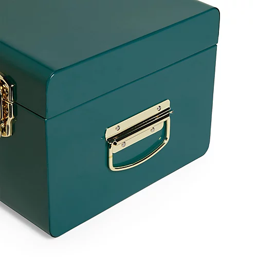 Beautify Storage Trunk - Teal Stainless Steel Storage Chest W/Gold Detailing, Bedroom Storage Organiser W/Lockable Lid & Handles 5 Beautify Storage Trunk - Teal Stainless Steel Storage Chest W/Gold Detailing, Bedroom Storage Organiser W/Lockable Lid & Handles - Image 3