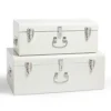 Beautify Storage Trunks - Set Of 2 Cream Stainless Steel Storage Chests W/Silver Detailing, Stackable Organiser W/Lockable Lids -Diy Shop beautify storage trunks set of 2 cream stainless steel storage chests w silver detailing stackable organiser w lockable lids5056115731754 01c MP