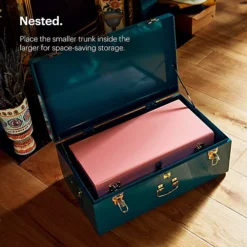 Beautify Storage Trunks, Set Of 2 Pink & Teal Stainless Steel Storage Chests, Stackable Bedroom Storage Organiser & Lockable Lids -Diy Shop beautify storage trunks set of 2 pink teal stainless steel storage chests stackable bedroom storage organiser lockable lids5056115726705 03c MP