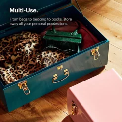 Beautify Storage Trunks, Set Of 2 Pink & Teal Stainless Steel Storage Chests, Stackable Bedroom Storage Organiser & Lockable Lids -Diy Shop beautify storage trunks set of 2 pink teal stainless steel storage chests stackable bedroom storage organiser lockable lids5056115726705 04c MP