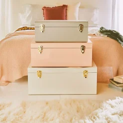 Beautify Storage Trunks, Set Of 3 Pastel Stainless Steel Storage Chests, Stackable Bedroom Storage Organiser With Lockable Lids -Diy Shop beautify storage trunks set of 3 pastel stainless steel storage chests stackable bedroom storage organiser with lockable lids5056115730429 03c MP