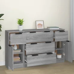 Berkfield 3 Piece Sideboard Set Grey Sonoma Engineered Wood -Diy Shop berkfield 3 piece sideboard set grey sonoma engineered wood7720277122769 03c MP