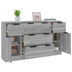 Berkfield 3 Piece Sideboard Set Grey Sonoma Engineered Wood -Diy Shop berkfield 3 piece sideboard set grey sonoma engineered wood7720277122769 04c MP
