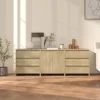 Berkfield 3 Piece Sideboard Sonoma Oak Engineered Wood -Diy Shop berkfield 3 piece sideboard sonoma oak engineered wood7720276903650 01c MP