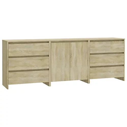 Berkfield 3 Piece Sideboard Sonoma Oak Engineered Wood 4 Berkfield 3 Piece Sideboard Sonoma Oak Engineered Wood - Image 2