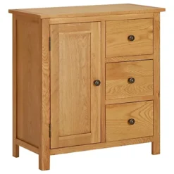 Berkfield Cupboard 70x35x75 Cm Solid Oak Wood