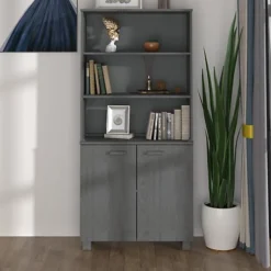 Berkfield Highboard Solid Wood Pine Dark Grey