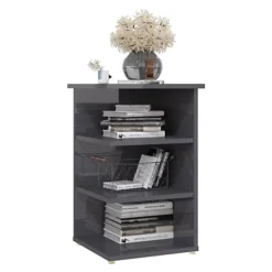 Berkfield Side Cabinet High Gloss Grey 35x35x55 Cm Engineered Wood -Diy Shop berkfield side cabinet high gloss grey 35x35x55 cm engineered wood7720276542040 03c MP