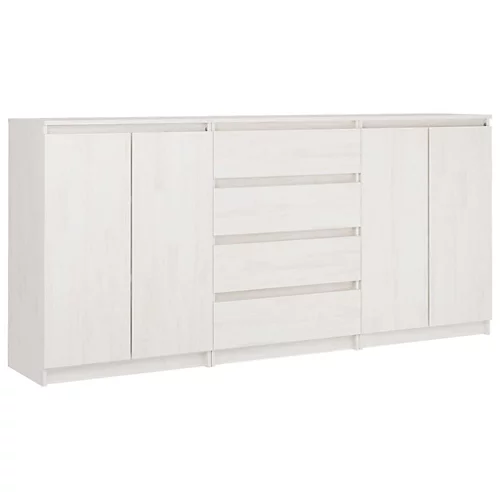Berkfield Side Cabinets 3 Pcs White Solid Pinewood 4 Berkfield Side Cabinets 3 Pcs White Solid Pinewood - Image 2
