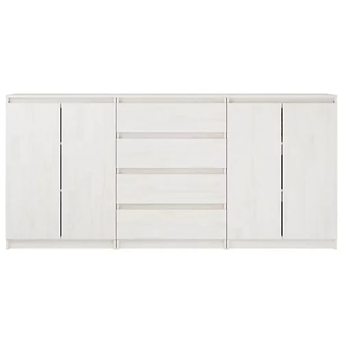 Berkfield Side Cabinets 3 Pcs White Solid Pinewood 6 Berkfield Side Cabinets 3 Pcs White Solid Pinewood - Image 4