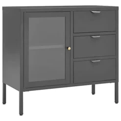 Berkfield Sideboard Anthracite 75x35x70 Cm Steel And Tempered Glass -Diy Shop berkfield sideboard anthracite 75x35x70 cm steel and tempered glass7720276564400 02c MP