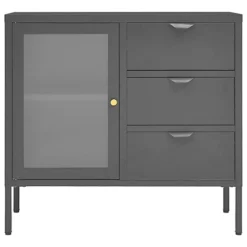 Berkfield Sideboard Anthracite 75x35x70 Cm Steel And Tempered Glass -Diy Shop berkfield sideboard anthracite 75x35x70 cm steel and tempered glass7720276564400 03c MP