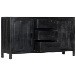 Berkfield Sideboard Black 147x40x80 Cm Solid Mango Wood -Diy Shop berkfield sideboard black 147x40x80 cm solid mango wood7719773559506 02c MP