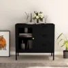Berkfield Sideboard Black 75x35x70 Cm Steel And Tempered Glass -Diy Shop berkfield sideboard black 75x35x70 cm steel and tempered glass7720276564377 01c MP