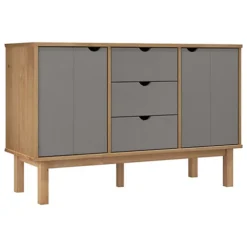 Berkfield Sideboard Brown And Grey 113.5x43x73 Cm Solid Wood Pine -Diy Shop berkfield sideboard brown and grey 113 5x43x73 cm solid wood pine7720277165651 02c MP
