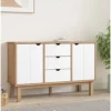 Berkfield Sideboard Brown And White 113.5x43x73 Cm Solid Wood Pine -Diy Shop berkfield sideboard brown and white 113 5x43x73 cm solid wood pine7720277165667 01c MP