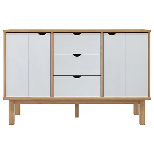 Berkfield Sideboard Brown And White 113.5x43x73 Cm Solid Wood Pine 5 Berkfield Sideboard Brown And White 113.5x43x73 Cm Solid Wood Pine - Image 3
