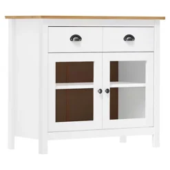 Berkfield Sideboard Hill Range White 90x40x80 Cm Solid Pine Wood