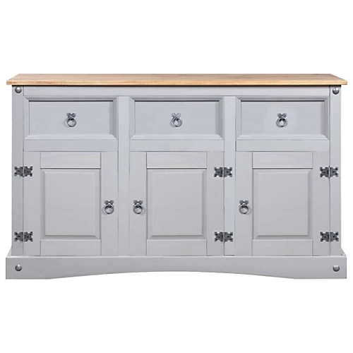 Berkfield Sideboard Solid Mexican Pinewood Corona Range Grey 132x43x78 Cm 4 Berkfield Sideboard Solid Mexican Pinewood Corona Range Grey 132x43x78 Cm - Image 2
