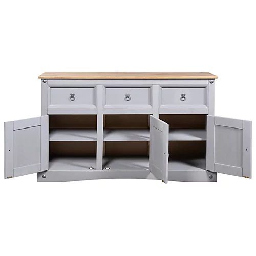 Berkfield Sideboard Solid Mexican Pinewood Corona Range Grey 132x43x78 Cm 6 Berkfield Sideboard Solid Mexican Pinewood Corona Range Grey 132x43x78 Cm - Image 4