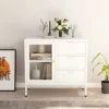 Berkfield Sideboard White 75x35x70 Cm Steel And Tempered Glass -Diy Shop berkfield sideboard white 75x35x70 cm steel and tempered glass7720276564394 01c MP