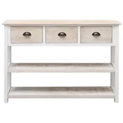 Berkfield Sideboard White And Brown 108x30x76 Cm Solid Wood Paulownia -Diy Shop berkfield sideboard white and brown 108x30x76 cm solid wood paulownia7720276654742 02c MP