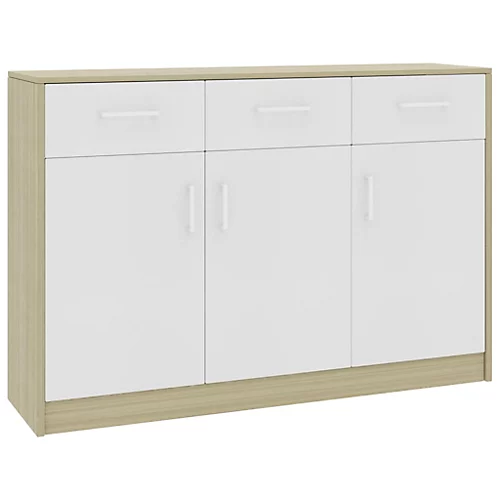 Berkfield Sideboard White And Sonoma Oak 110x30x75 Cm Engineered Wood 3 Berkfield Sideboard White And Sonoma Oak 110x30x75 Cm Engineered Wood