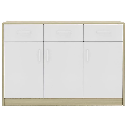 Berkfield Sideboard White And Sonoma Oak 110x30x75 Cm Engineered Wood 6 Berkfield Sideboard White And Sonoma Oak 110x30x75 Cm Engineered Wood - Image 4