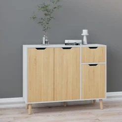 Berkfield Sideboard White And Sonoma Oak 90x30x72 Cm Engineered Wood