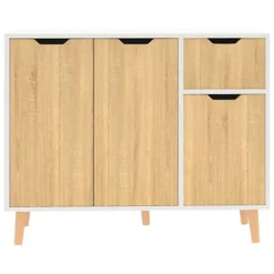 Berkfield Sideboard White And Sonoma Oak 90x30x72 Cm Engineered Wood -Diy Shop berkfield sideboard white and sonoma oak 90x30x72 cm engineered wood7720276344163 03c MP