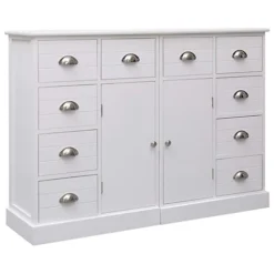 Berkfield Sideboard With 10 Drawers White 113x30x79 Cm Wood
