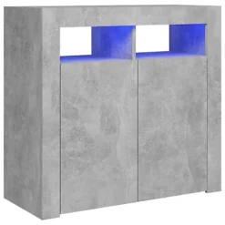 Berkfield Sideboard With LED Lights Concrete Grey 80x35x75 Cm -Diy Shop berkfield sideboard with led lights concrete grey 80x35x75 cm7720276217429 02c MP