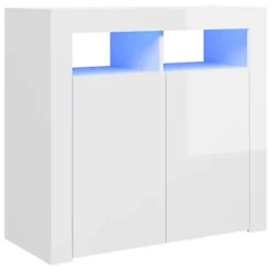 Berkfield Sideboard With LED Lights High Gloss White 80x35x75 Cm -Diy Shop berkfield sideboard with led lights high gloss white 80x35x75 cm7720276217443 02c MP