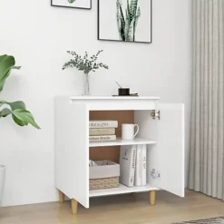 Berkfield Sideboard With Solid Wood Legs White 60x35x70 Cm Engineered Wood -Diy Shop berkfield sideboard with solid wood legs white 60x35x70 cm engineered wood7720276357764 03c MP