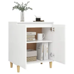 Berkfield Sideboard With Solid Wood Legs White 60x35x70 Cm Engineered Wood -Diy Shop berkfield sideboard with solid wood legs white 60x35x70 cm engineered wood7720276357764 04c MP