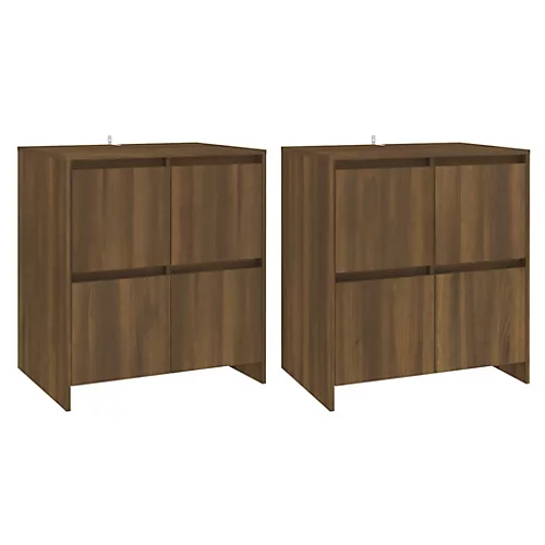 Berkfield Sideboards 2 Pcs Brown Oak 70x41x75 Cm Engineered Wood 4 Berkfield Sideboards 2 Pcs Brown Oak 70x41x75 Cm Engineered Wood - Image 2