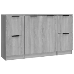 Berkfield Sideboards 3 Pcs Grey Sonoma Engineered Wood -Diy Shop berkfield sideboards 3 pcs grey sonoma engineered wood7720277123101 02c MP