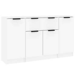 Berkfield Sideboards 3 Pcs White Engineered Wood -Diy Shop berkfield sideboards 3 pcs white engineered wood7720277122773 02c MP
