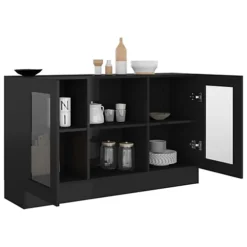 Berkfield Vitrine Cabinet High Gloss Black 120x30.5x70 Cm Engineered Wood -Diy Shop berkfield vitrine cabinet high gloss black 120x30 5x70 cm engineered wood7720276134757 04c MP