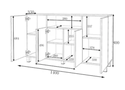 Best4D Cabinet Storage Dresser 140x80x35cm With White Mat Front - Body Colour Oak Sonoma -Diy Shop best4d cabinet storage dresser 140x80x35cm with white mat front body colour oak sonoma7448352862861 03c MP