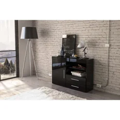 Birlea Edgeware 1 Door 2 Drawer Sideboard Black