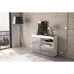 Birlea Edgeware 1 Door 2 Drawer Sideboard White & Grey