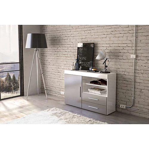 Birlea Edgeware 1 Door 2 Drawer Sideboard White & Grey 3 Birlea Edgeware 1 Door 2 Drawer Sideboard White & Grey