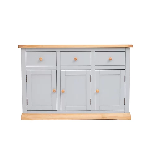 Bomporto Light Grey 3 Drawer 3 Door Sideboard Wood Knob 3 Bomporto Light Grey 3 Drawer 3 Door Sideboard Wood Knob