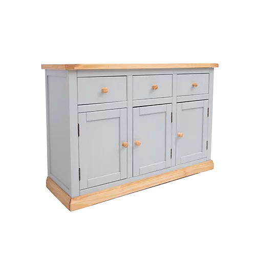 Bomporto Light Grey 3 Drawer 3 Door Sideboard Wood Knob 4 Bomporto Light Grey 3 Drawer 3 Door Sideboard Wood Knob - Image 2