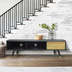 Boutique Table Unit, Black And Oak Finish, W154xD39xH41.5cm